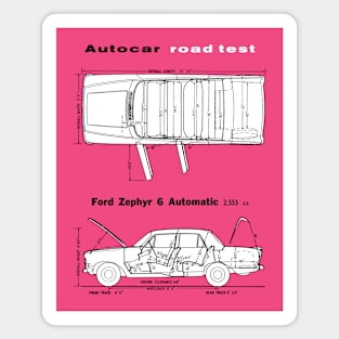 FORD ZEPHYR 6 - road test blueprint cutaway Magnet